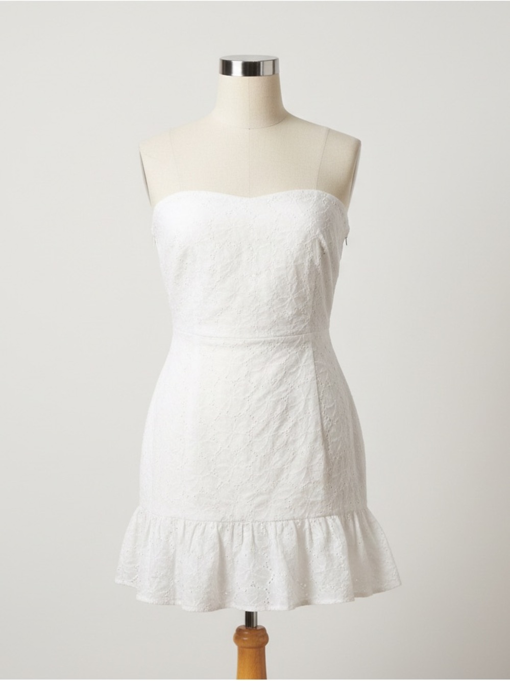 Altar'd State White Strapless Eyelet Mini Dress